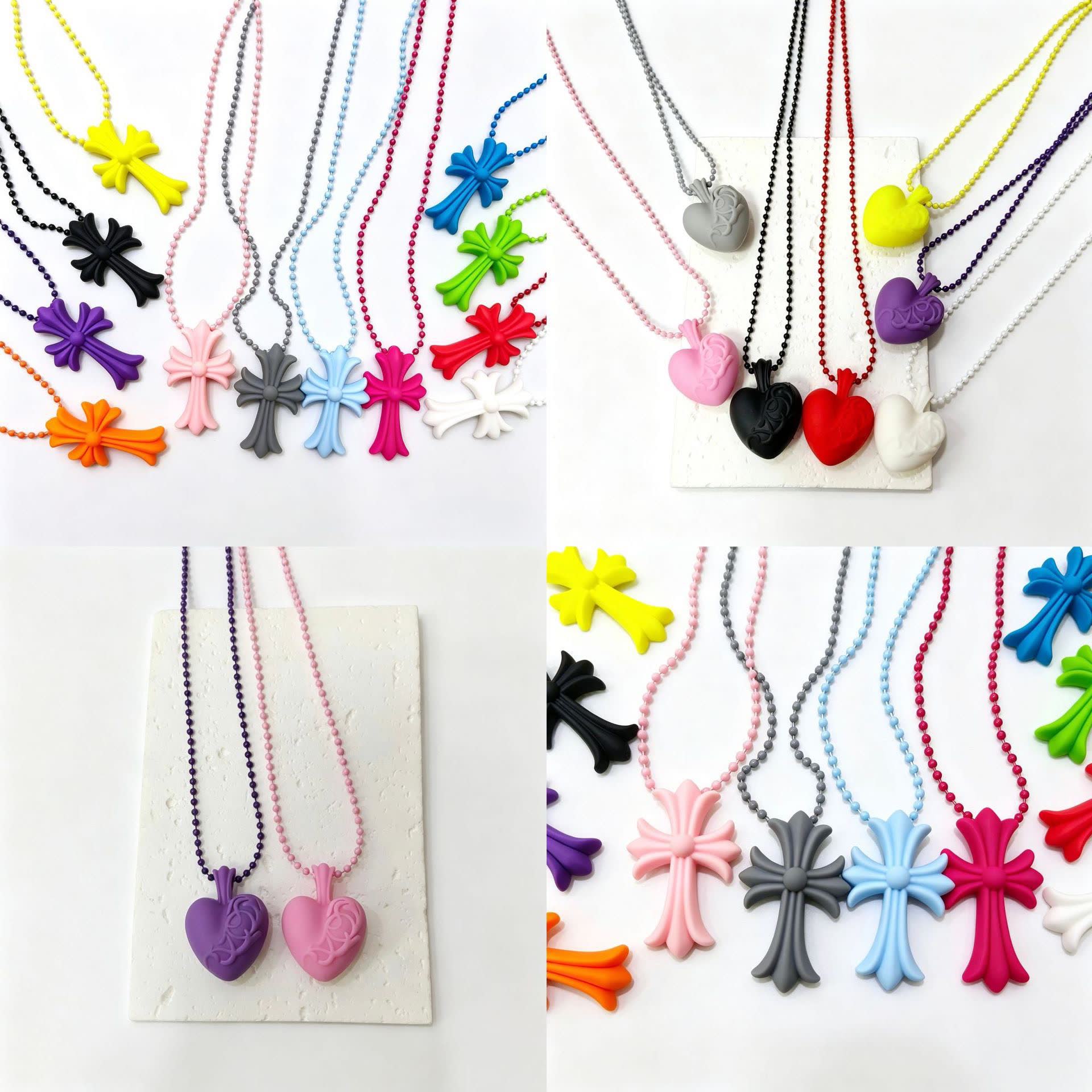 Chrome Hearts Colorful Cross and Heart Shaped Necklaces Chrome Hearts Colorful Cross and Heart Shaped Necklaces